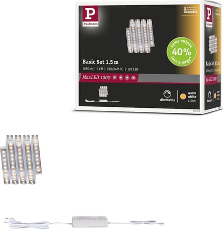 Paulmann MaxLED 1000 Basisset 71243 LED-strip basisset Met connector (male) 230 V 1.5 m Warmwit 1 set(s)