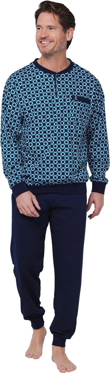 Robson Pyjama - Katoen - Knoopsluiting - Blauw - Maat 64