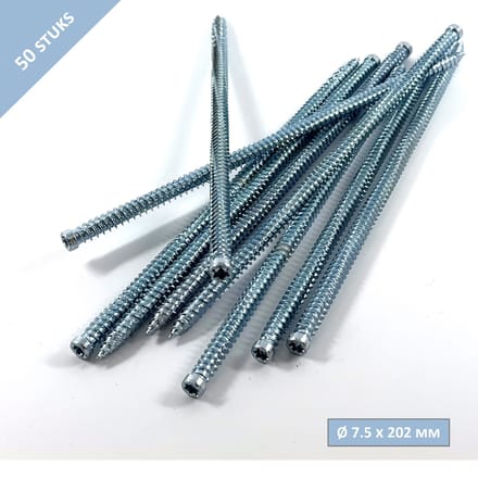 UFAST kozijnschroef Ø 7.5 x 202 mm - Cilinderkop - Verzinkt - Torx - 50 stuks