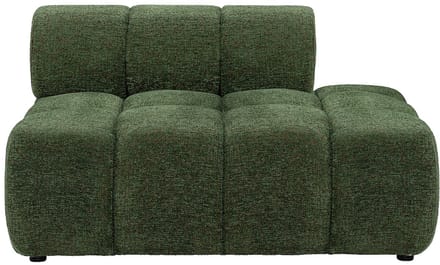 Vente-unique Chaise longue rechts in gemêleerde groene stof FACIVIL