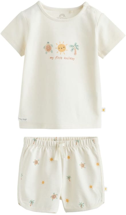 Next - Pasgeboren unisex - Babyset van top en short - Crème
