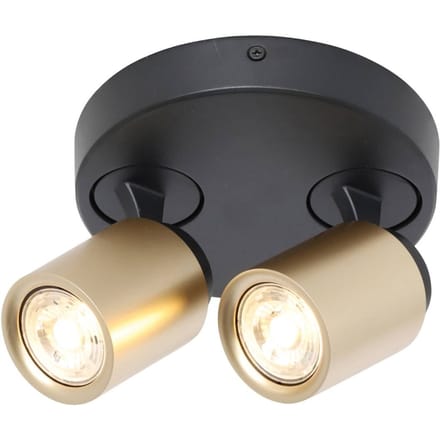 Freelight Razza plafondspot, zwart/goud, Ø 26,5 cm, 2-lamps.