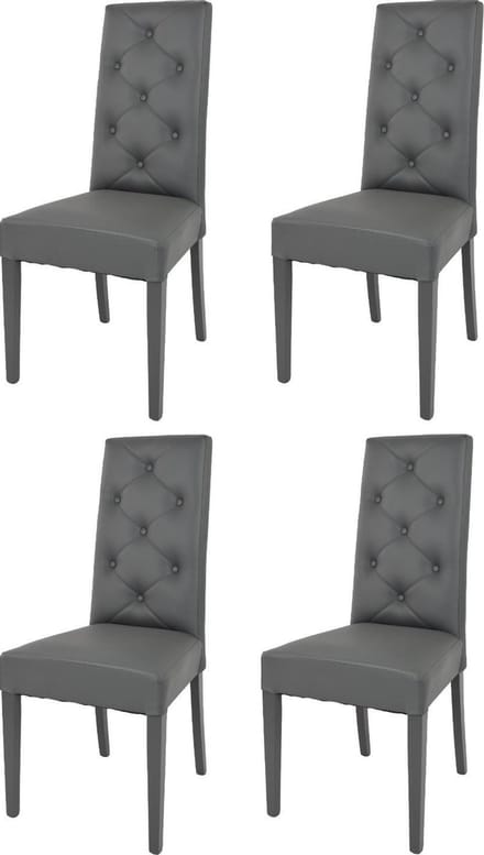 Tommychairs Chantal - Eetkamerstoelen - Set van 4 - Donker Grijs - Kunstleer & Hout