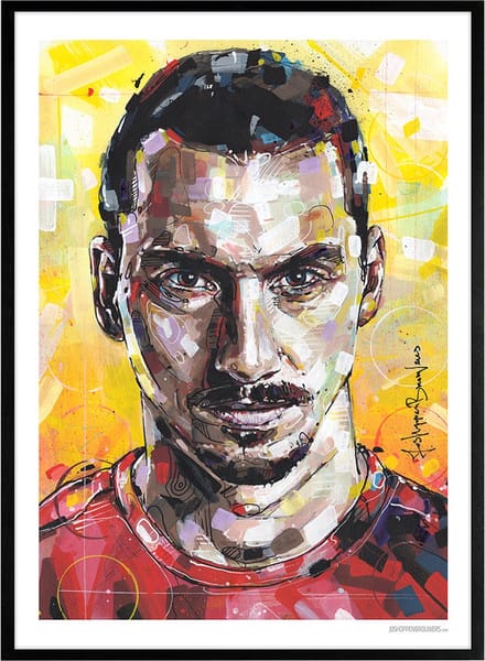 Zlatan Ibrahimovic print 51x71 cm *ingelijst & gesigneerd