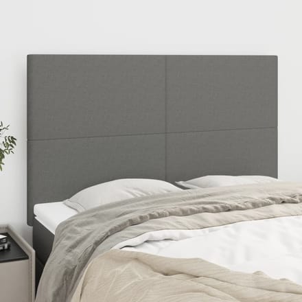 vidaXL - Hoofdbord - donkergrijs - 144x5x118/128 - cm - Stof