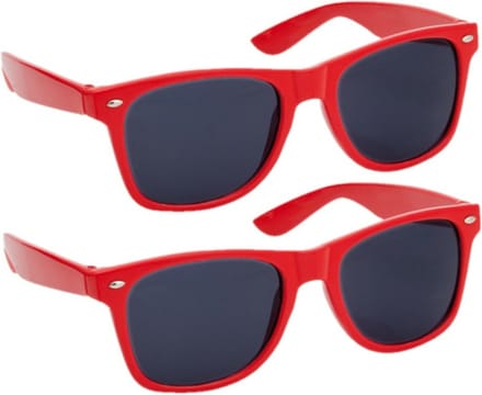 Hippe Party zonnebril - 2x - rood - plastic - UV400 - verkleedbril - carnaval/verkleed