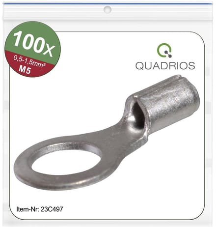 Quadrios 23C497 Ringkabelschoen Dwarsdoorsnede (max.): 1.5 mm² Schachtdiameter: 5.3 mm Ongeïsoleerd 100 stuk(s)