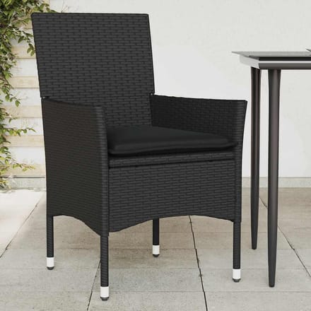vidaXL - Tuinstoelen - 2 - st - met - kussens - poly - rattan - zwart