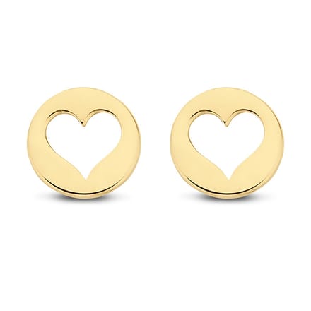 New Bling Goud 9NBG-0036 - Oorknop Rondje met Open Hartje - 7mm - Goud