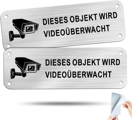 Waarschuwingsbord Videobewaking Aluminium Sticker 15x5 cm
