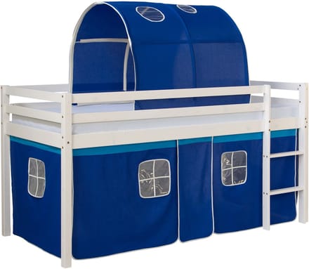 Homestyle4u Hoogslaper - 90x200 cm - Blauw - Ladder
