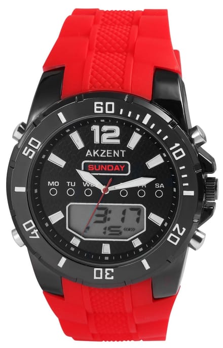 AKZENT herenhorloge silicone zilverkleurig, 3 ATM