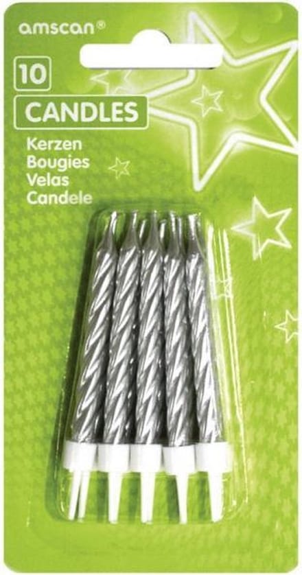 Amscan Verjaardagskaarsjes Spiral 6,3 Cm Zilver 10 Stuks