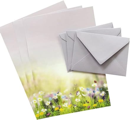 Briefpapier en Enveloppen Set DIN A4 en C6 Natuurpapier Bloemmotief