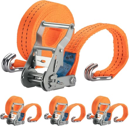 Spanbanden met ratel - Sjorbanden set - Lading vastzetten - 3000 daN trekkracht - 6 meter lengte - Oranje