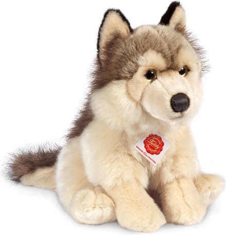 Hermann Teddy Knuffeldier Wolf - zachte pluche stof - premium knuffels - grijs/wit - 29 cm - Wolfven