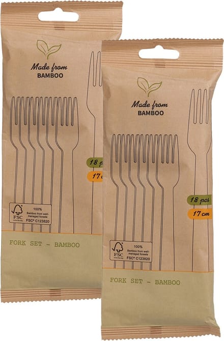 BBQ/verjaardag/camping wegwerp bestek - vorken - 36x - bamboe - 17 cm