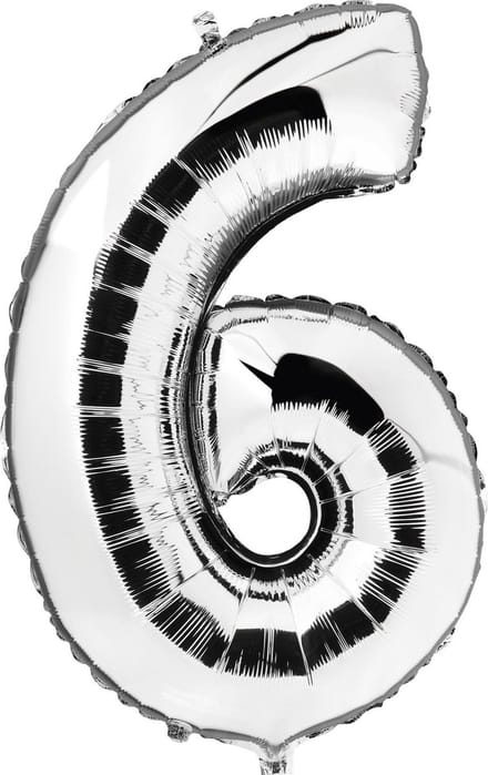Haza Original Folieballon Cijfer "6" 92 Cm Zilver