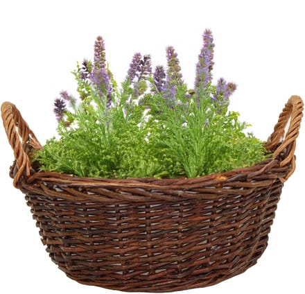 Mega Collections plantenmand Santa Fe - met handgreep - rotan - D35 x H15 cm