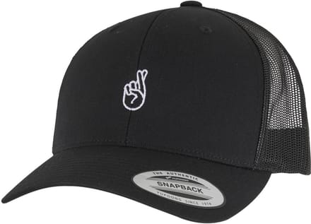 Mister Tee - Crossed Fingers Handsign Retro Trucker Snapback Pet - Zwart