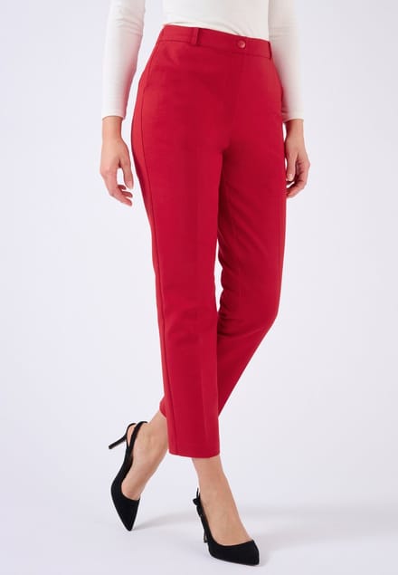 Damart - Broek 7/8 lengte katoensatijn - Dames - Rood - 42