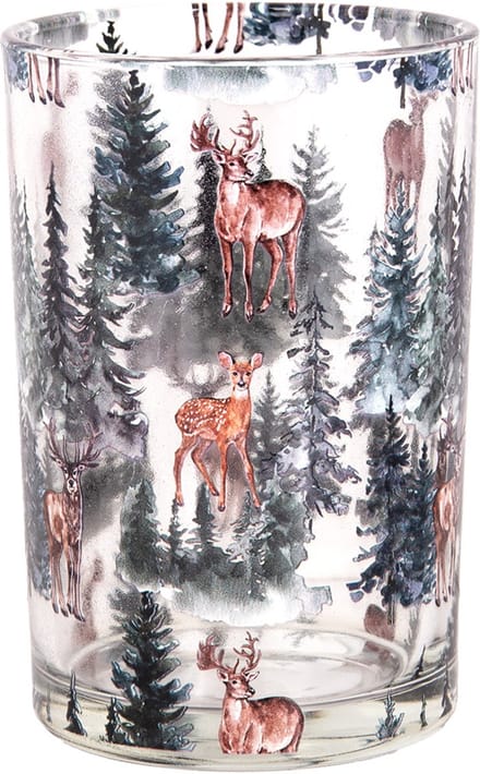 Clayre & Eef Theelichthouder Ø 12x18 cm Transparant Glas Hert
