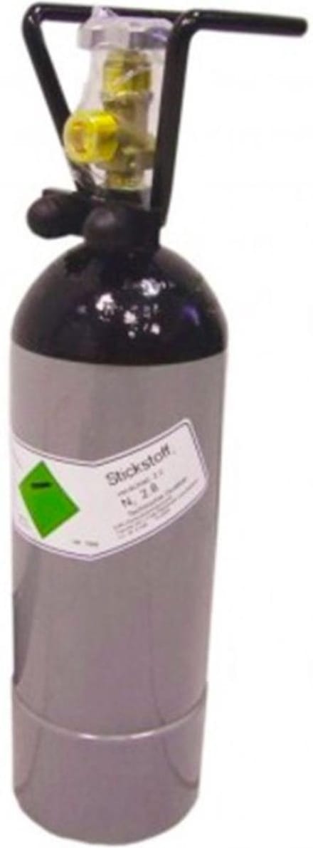 Stikstof fles (N2), 2L, met flessenhouder