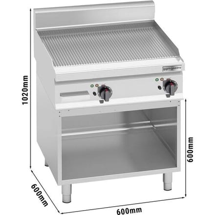 GGM Gastro Elektro Bratplatte - 8 kW - Gerillt - inkl. Untergestell