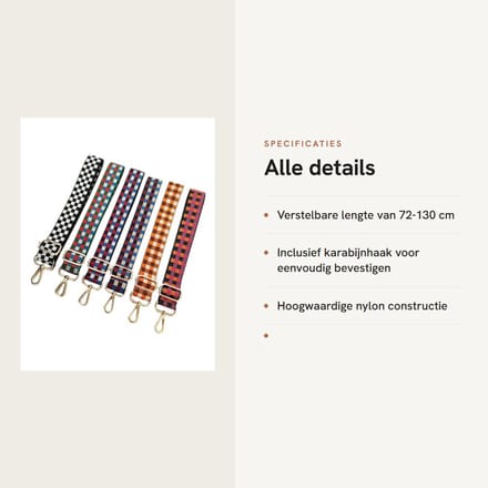 Dailygoods- Schouderriem Verstelbaar 72-130 cm - Boho-Stijl