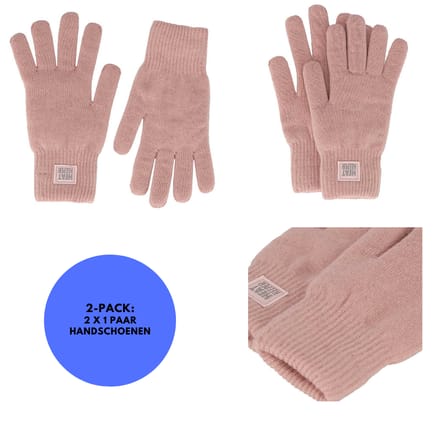 Thermo handschoenen - Dames - Onesize - 2-Paar - Roze