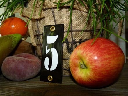 Emaille huisnummer zwart 4x10 nummer '5'