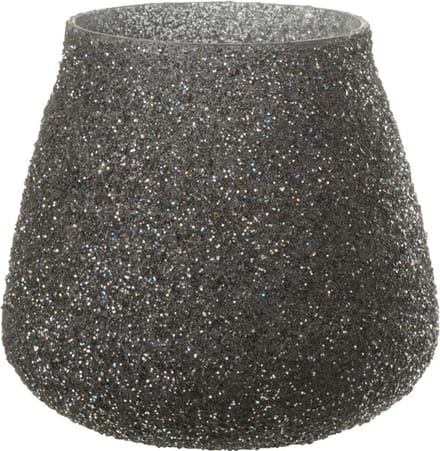 J-Line windlicht Glitter - glas - paars - small - 2 stuks