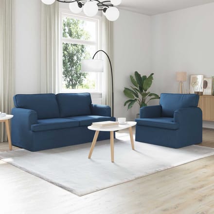 vidaXL Bankstel 2 pcs Blauw 162 x 80 x 85 cm Stof