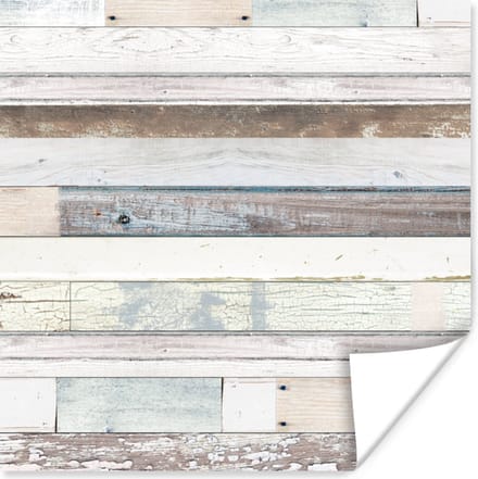 Poster Hout - Planken - Wit - 30x30 cm