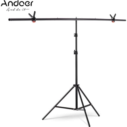 Kit de support de fond en forme de T, matériau en alliage d'aluminium, robuste, Portable, hauteur réglable 2m noir