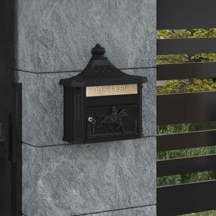 vidaXL - Wandgemonteerde - brievenbus - met - opslag - Zwart - 40,5 - x - 16 - x - 45 - cm