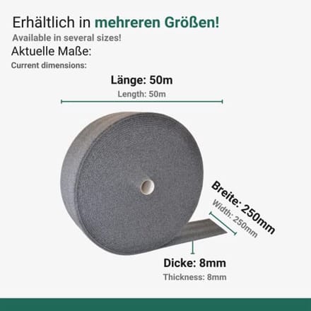Premium Randisolatiestrip 250 mm - 50 m Grijze Isolatieschuim