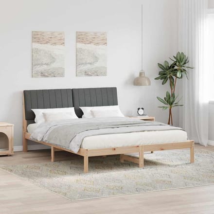 vidaXL - Bedframe - met - hoofdeinde - Bruin - 160 - x - 200 - cm - Massief - grenenhout