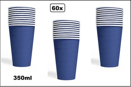 60x Mega beker blauw karton 350ml - Drinken drank limonade