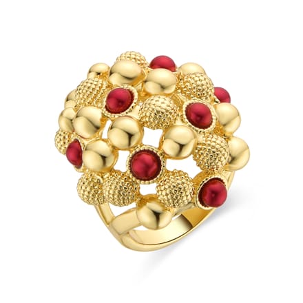 Ring - Luxenter - Xiglor - 18 karaats geelgouden afwerking - Koraal - Vrouw 18 rood