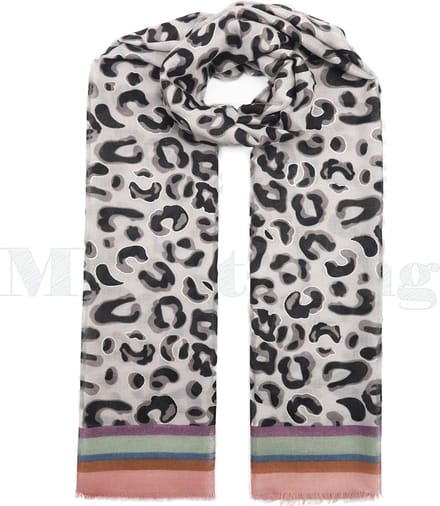 Sjaal, viscose, zwarte panterprint – roze