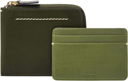 FOSSIL Kaarthoes Kaarthouder Westover Large Zip Bifold Deep Olive Olijfgroen