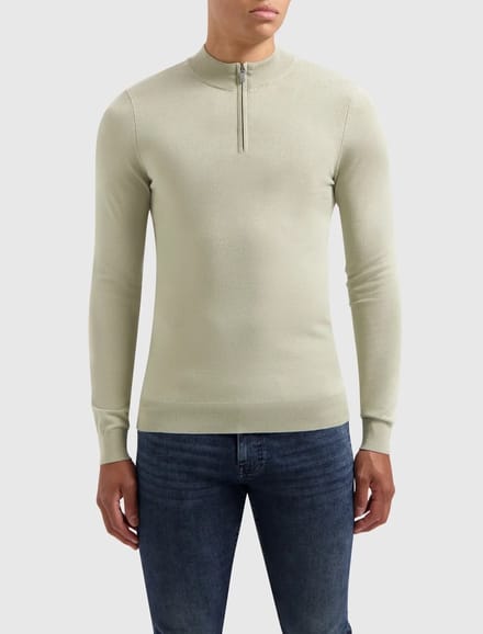Pure Path Essential Knitwear Halfzip LT Army