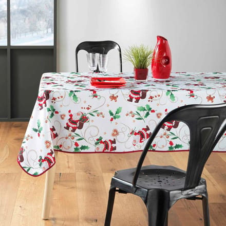 Rechthoekig kersttafelkleed - Vlekbestendig / Waterdicht materiaal - Witte Kerstman