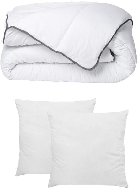 Vente-unique Dekbed set met zijdeachtige touch 200 x 200 cm + 2 kussens 60 x 60 cm - Wit - BIESYA