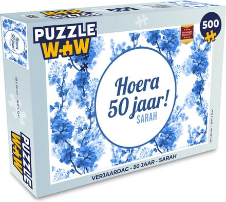 Puzzel Verjaardag - 50 Jaar - Sarah - Legpuzzel - Puzzel 500 stukjes