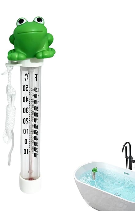 Zwembadthermometer Kikker - Watermeter Drijvend - Water Temperatuur - Groot Display - 14.4 cm - Groen