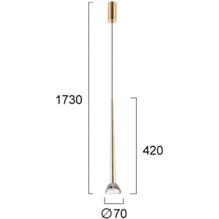 Viokef LED hanglamp Rina, goudkleurig/helder, Ø 7 cm, metaal/acryl