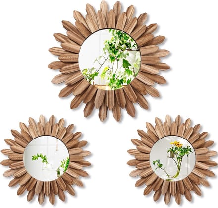 Ronde Boho wandspiegels - 3 stuks - 30 cm - Decoratieve muurkunst