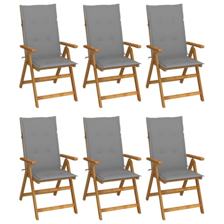 vidaXL - Inklapbare - stoelen - 6 - st - met - kussens - massief - acaciahout